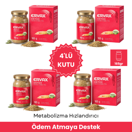 Ervax Detox Çayı Kavanoz Ahududu Aromalı Dörtlü Kutu