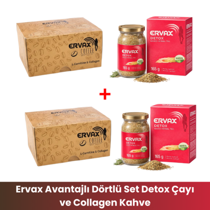 Ervax Avantajlı Dörtlü Set Detox Çayı ve Collagen Kahve